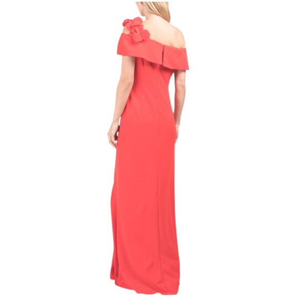 ADRIANNA PAPELL Asymmetrical Knit Crepe Gown - Picture 2 of 3
